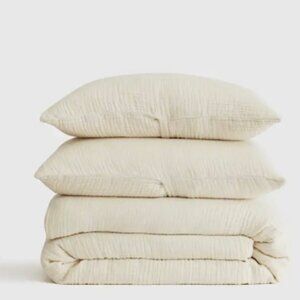 Quince 100% Organic Cotton Luxury Duvet Cover Set King/Cal King Ivory NWOT #6